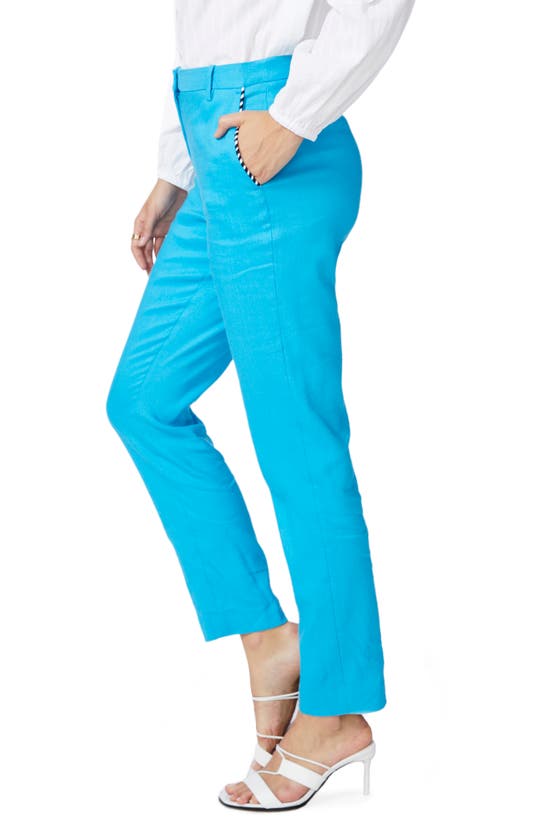 Shop Court & Rowe Clean Finish Linen Blend Trousers In Caspian Blue