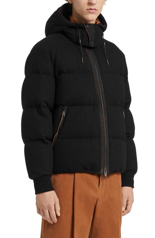 Oasi Channel Quilted Cashmere Down Jacket in Brown