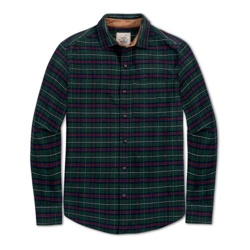 Hope & Henry Organic Flannel Shirt With Suede In Merry Pine Plaid
