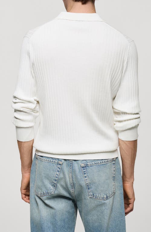 MANGO MANGO LONG SLEEVE RIB KNIT POLO SWEATER 