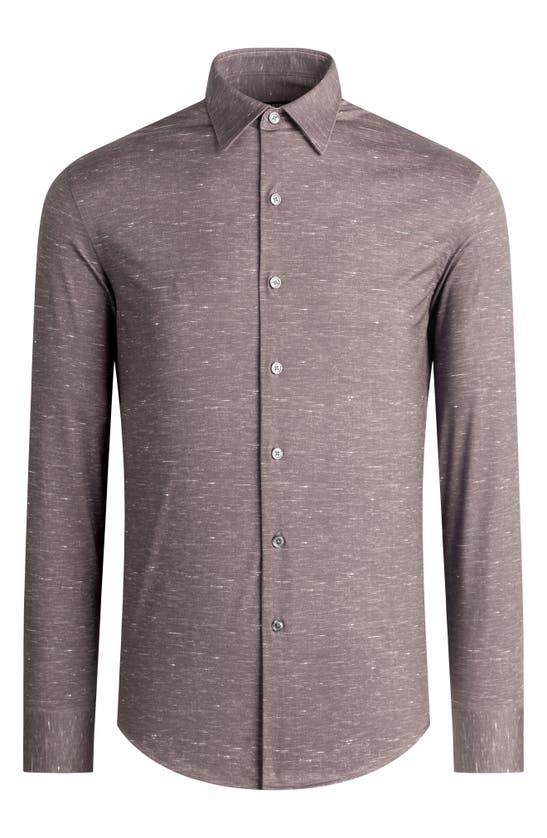 Bugatchi James Ooohcotton® Mélange Print Button-up Shirt In Camel