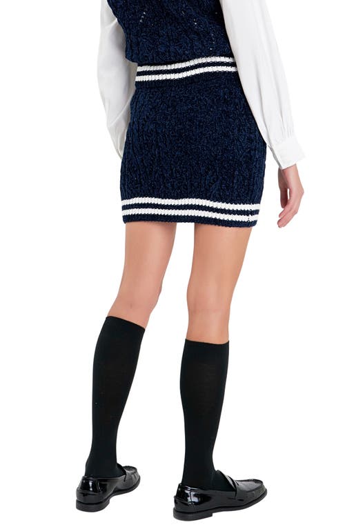 English Factory Chenille Miniskirt In Navy/white