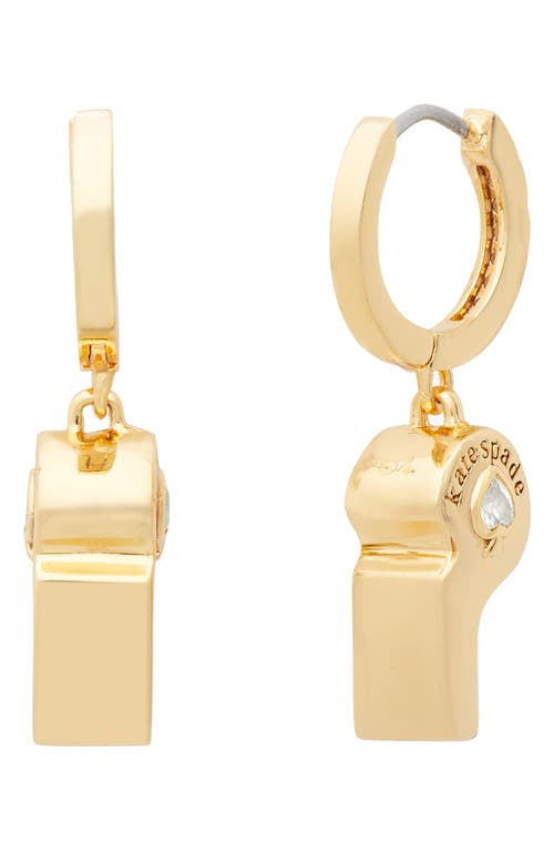 Shop Kate Spade Saturday One The Ball Whistle Huggie Drop Earrings In Clear/gold.