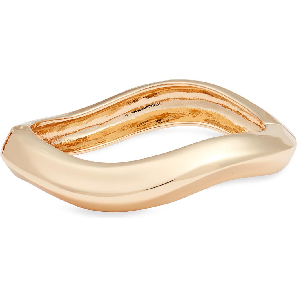Shop Open Edit Wavy Hinged Bangle Bracelet In Gold