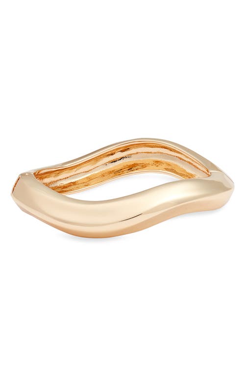 Wavy Hinged Bangle Bracelet in Gold