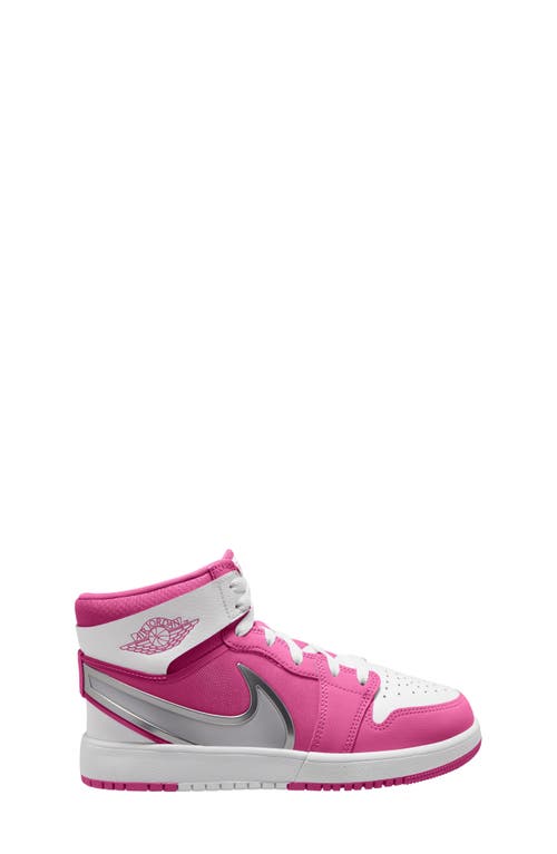 Kids' Jordan 1 Mid EasyOn Sneaker in Fire Pink/White 