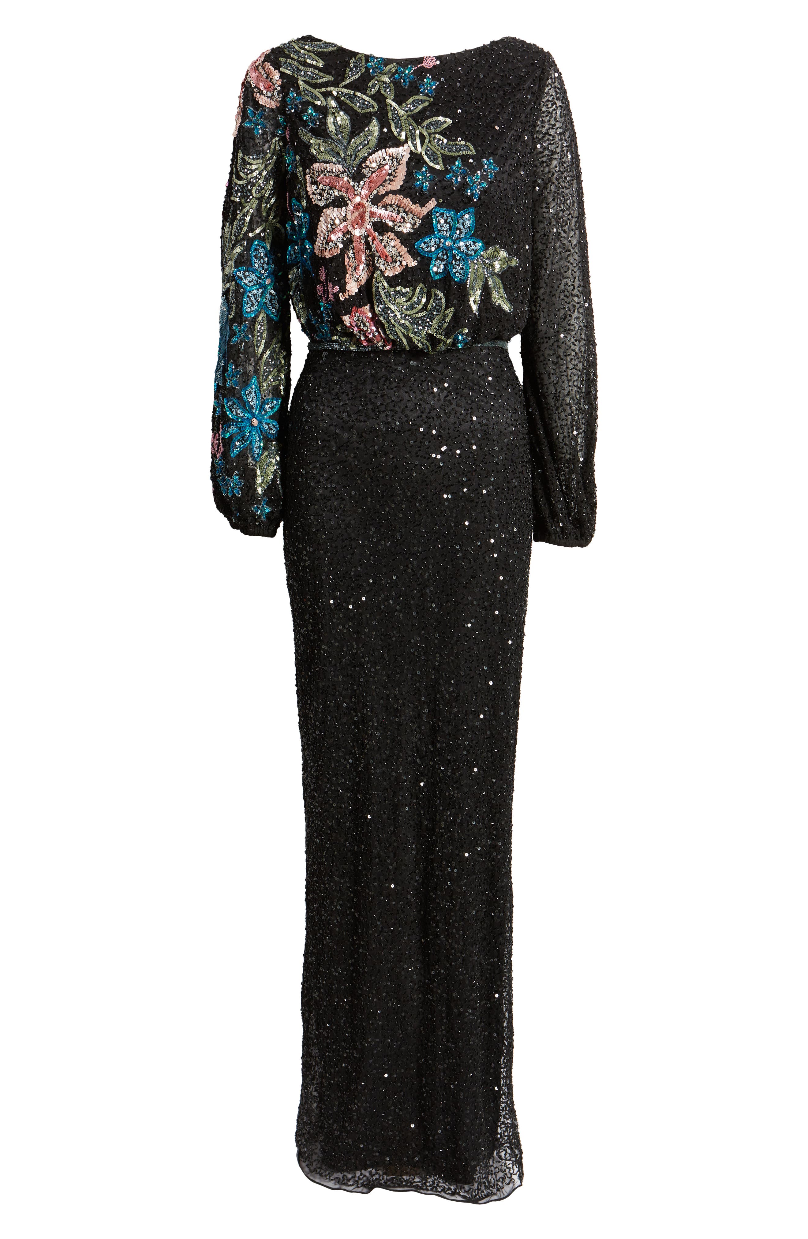 Mac Duggal Embellished Sequin Long Sleeve Blouson Gown | Nordstrom