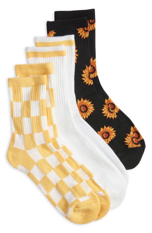 Shop K. Bell Socks K Bell Socks La Sunflower Assorted 3-pack Crew Socks In Yellow Multi