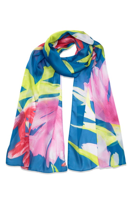 Vince Camuto Bold Floral Oblong Scarf In Blue
