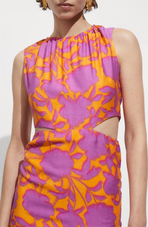 Mango Print Cutout Sleeveless Midi Dress In Orange