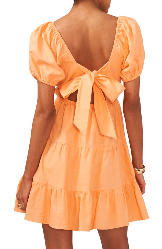 Shop 1.state Tiered Linen Blend Minidress In Cadmium Orange