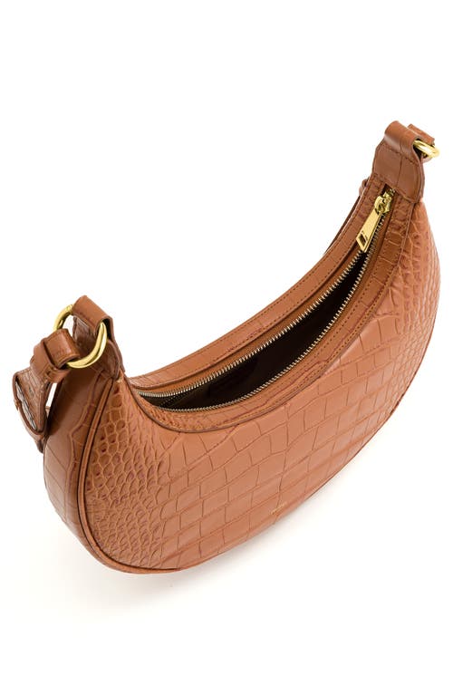 Shop Jw Pei Carly Croc Embossed Faux Leather Shoulder Bag In Acorn Brown