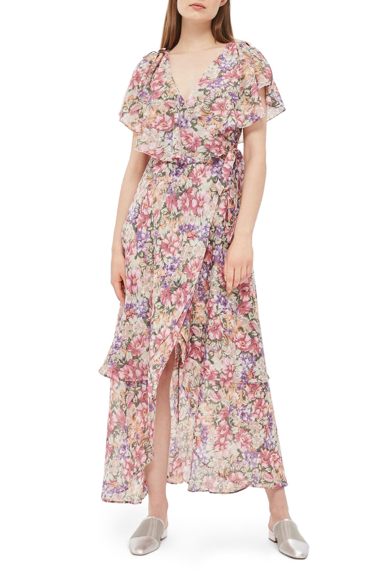 topshop floral ruffle dress