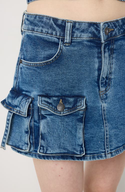 Shop Noisy May Janel Denim Cargo Miniskirt In Medium Blue Denim