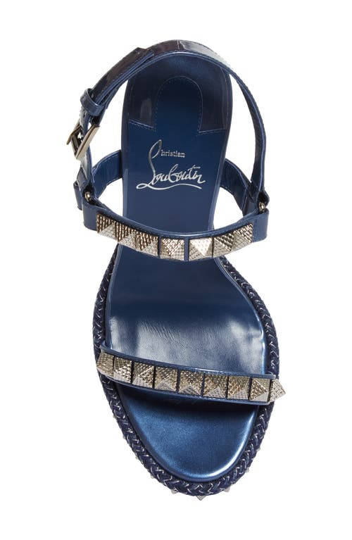 Shop Christian Louboutin Pyraclou Espadrille Wedge Sandal In Denim/lin Denim