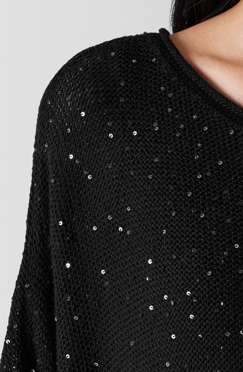 Shop Eileen Fisher Sequin Poncho In Black