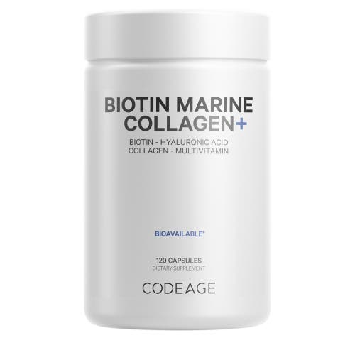 Codeage Biotin Marine Collagen Capsules, Wild-Caught Hydrolyzed Fish Collagen 1 & 3, Hyaluronic Acid, 120 ct in White at Nordstrom