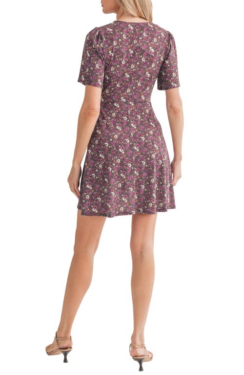 Shop Lush Moss Crepe Floral Minidress In Green/purple