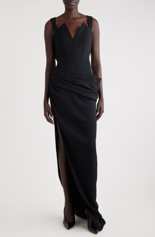 Shop Givenchy Side Drape Scuba Crepe Gown In Black