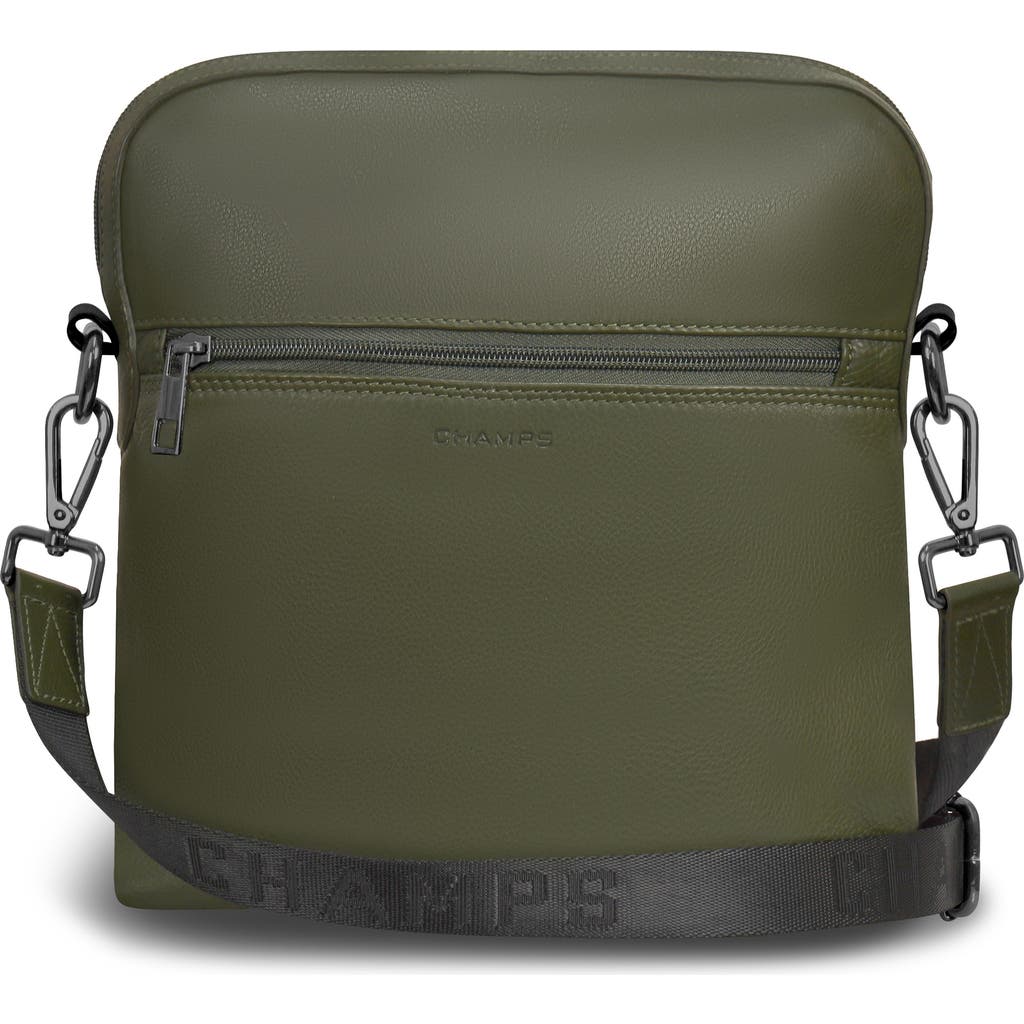Champs Onyx Leather Crossbody Bag In Khaki