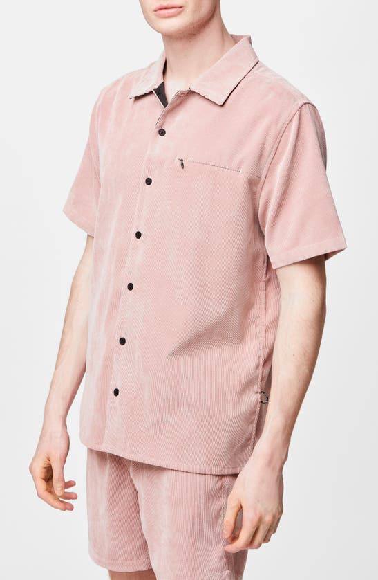 Shop Picture Organic Clothing Nollur Short Sleeve Corduroy Button-up Shirt In Woodrose