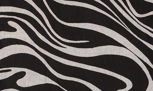 La Fiorentina Zebra Print Cover-up Sarong In Light Grey/black