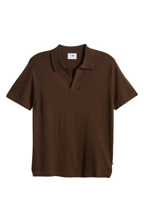 Shop Nn07 Ryan 6311 Cotton & Linen Johnny Collar Polo In Demitasse