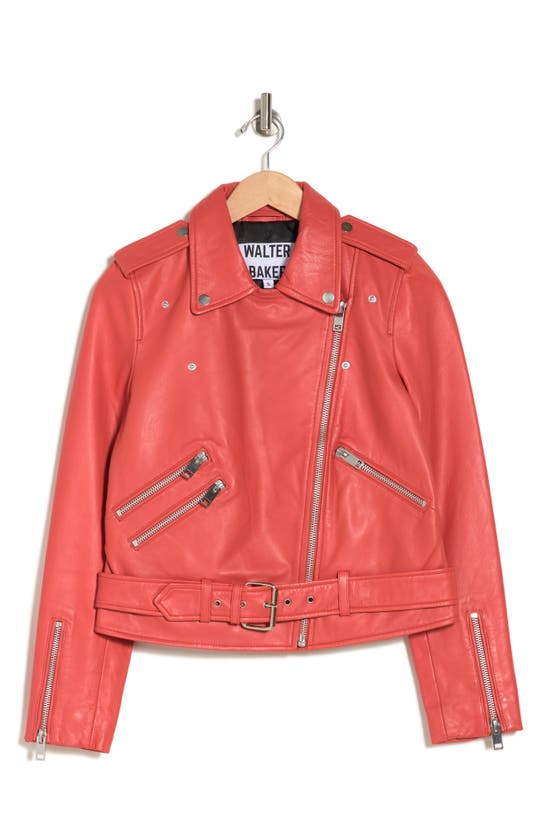 Shop Walter Baker Allison Leather Moto Jacket In Salmon