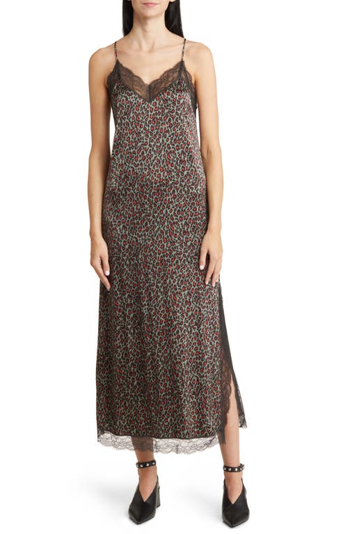 Leopard Print Lace Trim Slipdress in Creatures Of The Night