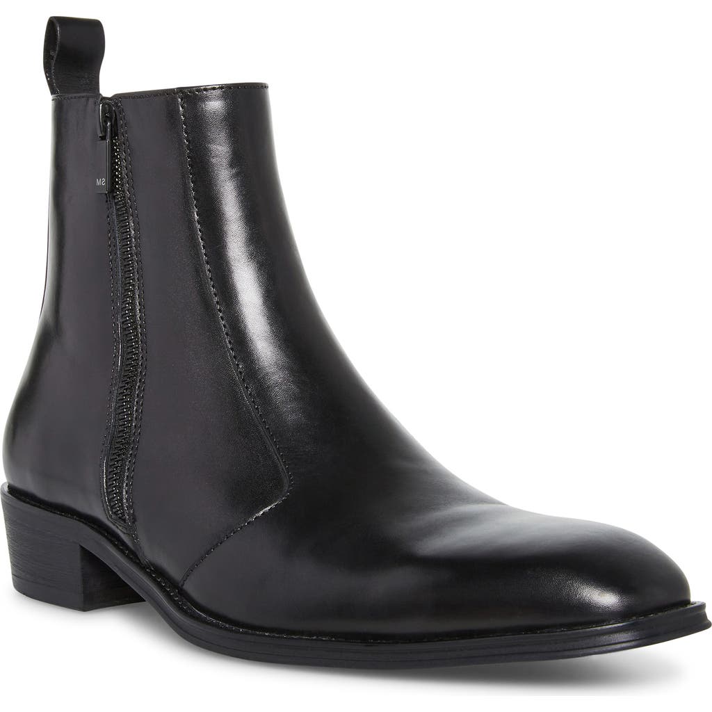 Steve Madden Men's Hyphen Side-zip Leather Dress Boot In Black
