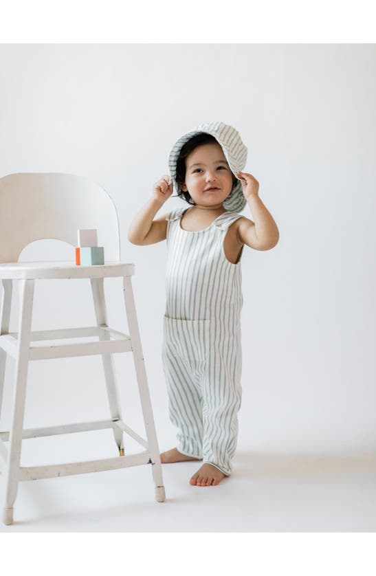 Shop Pehr Stripes Away Organic Cotton Overalls In Stripes Away Sea