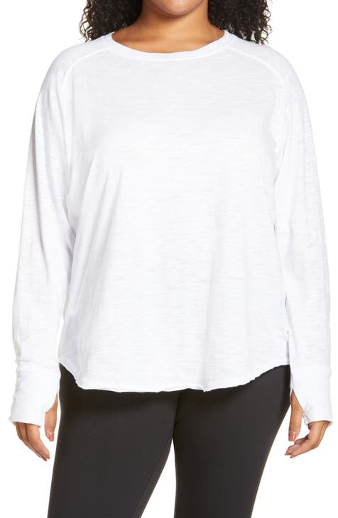 Relaxed Washed Cotton Long Sleeve T-Shirt (Plus)