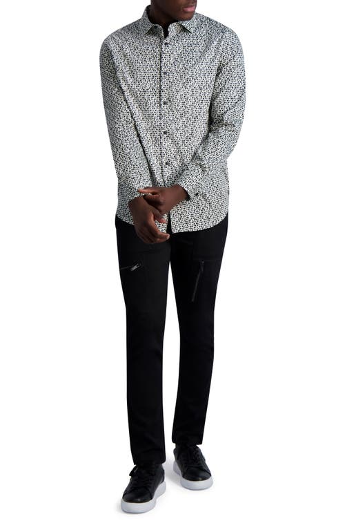 Shop Karl Lagerfeld Paris Geometric Print Long Sleeve Button-up Shirt In Black/white