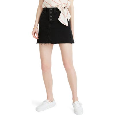 Madewell Button Front Denim A-Line Miniskirt