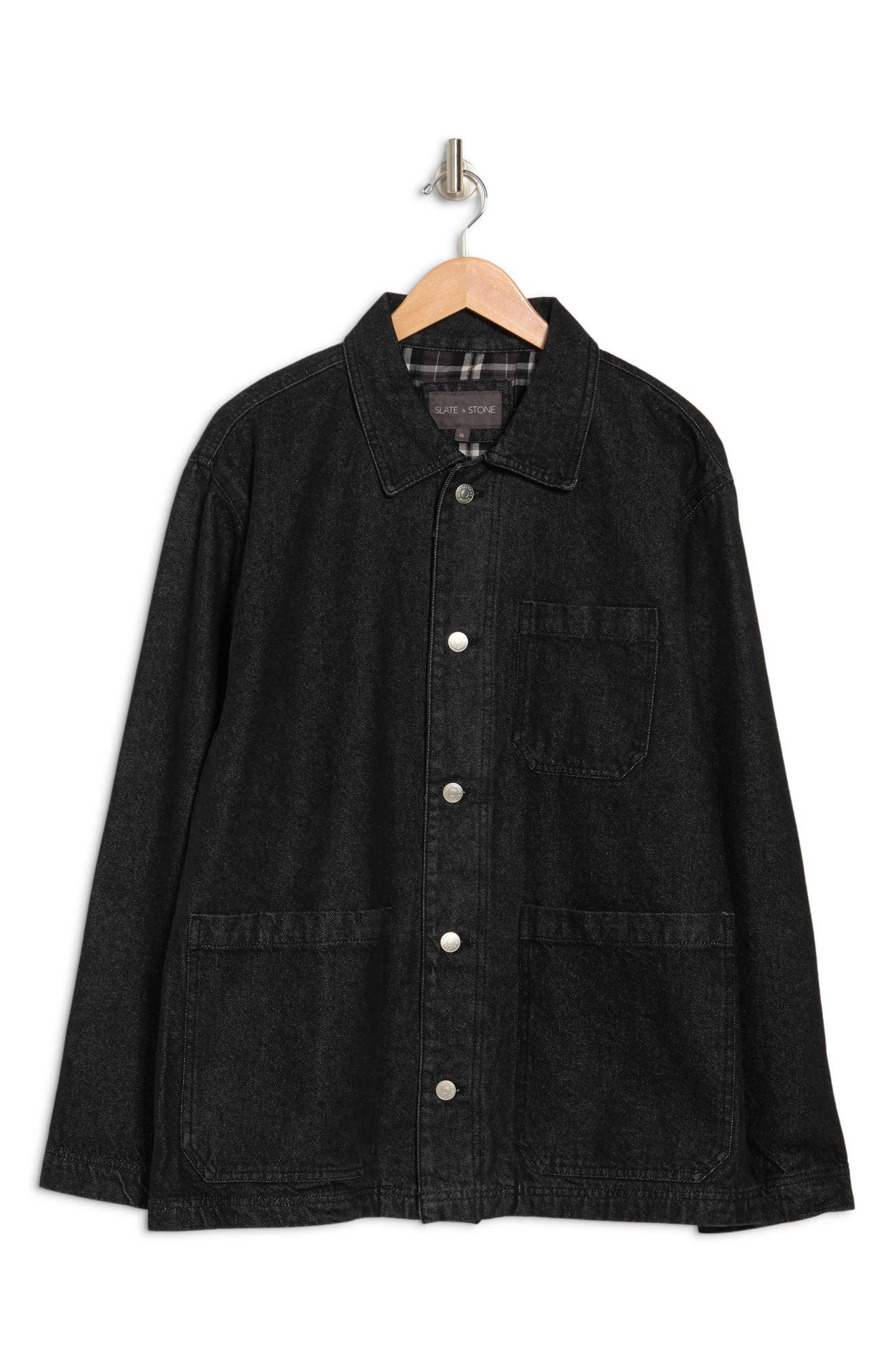 Slate And Stone Workwear Denim Shirt Jacket In Ash Grey