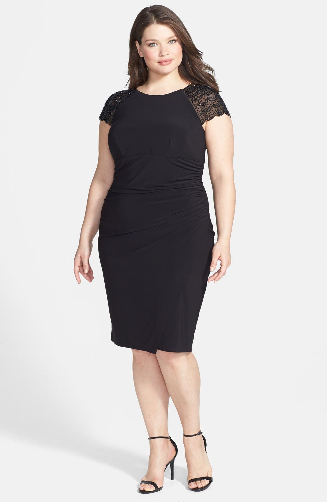 Betsy & Adam Embellished Cap Sleeve Cocktail Dress (Plus Size) | Nordstrom