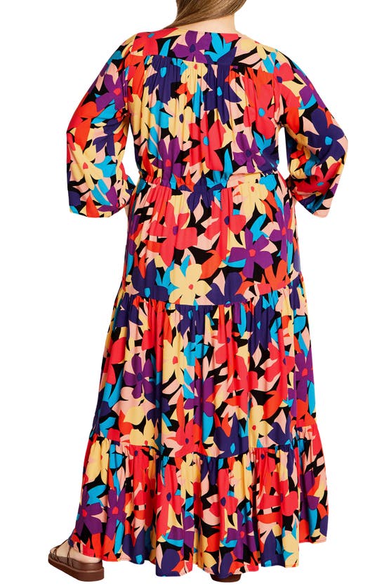 Shop City Chic Endless Sun Floral Tiered Drawstring Waist Maxi Dress In Urban Bloom