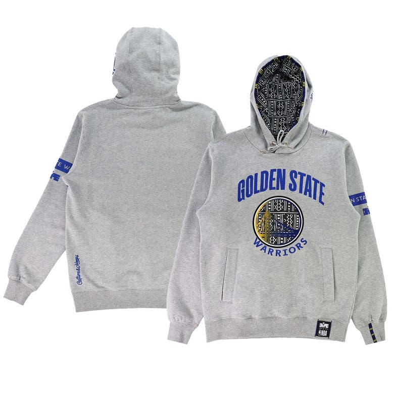 Two Hype Unisex Nba X   Heather Gray Golden State Warriors Culture & Hoops Heavyweight Pullover Hoodi
