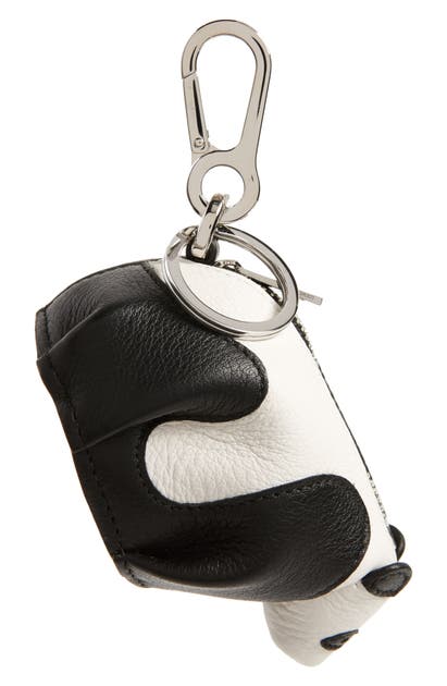 Click to view more detailed imagery on our partner's website Loewe Leather Panda Pouch Key Chain In Black/ White
