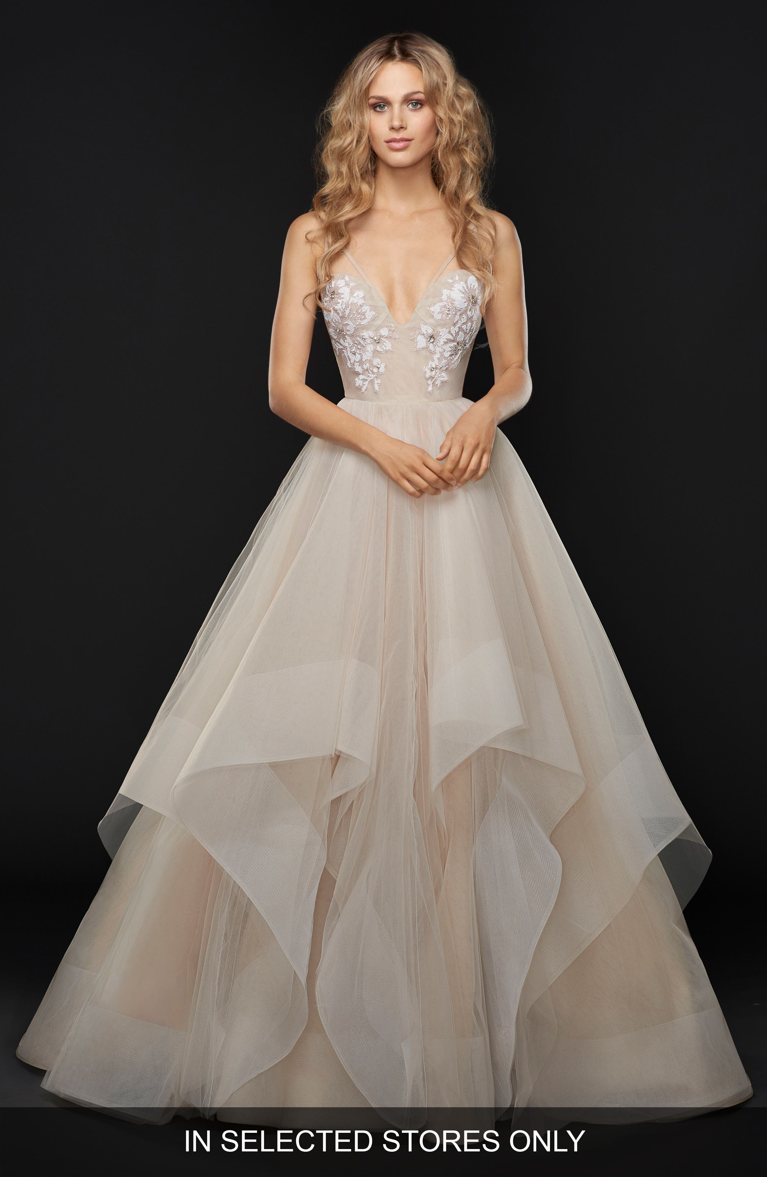 Hayley Paige Keagan Embellished Tulle Ballgown, Size IN STORE ONLY - Beige