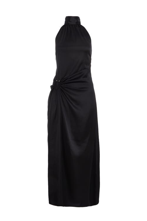 Shop Quiz Satin Halterneck Midi Dress In Black