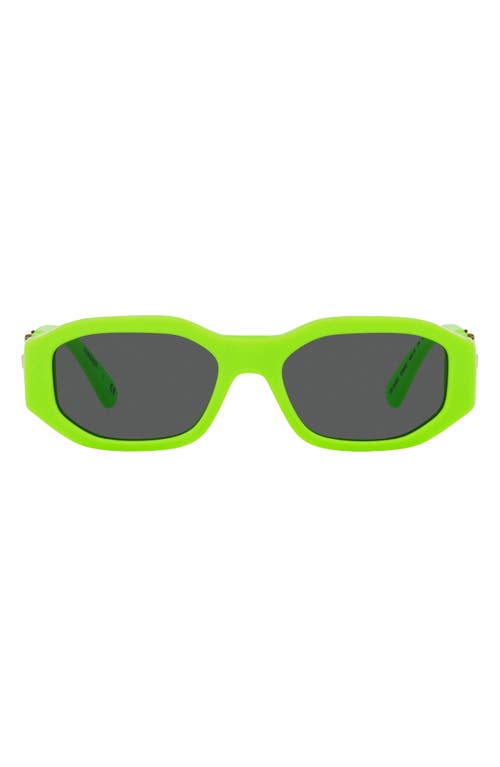 Shop Versace Kids' 48mm Small Rectangle Sunglasses In Fluorescent Green/dark Grey