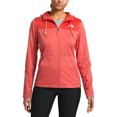 The North Face Tech Mezzaluna Water Repellent Hooded Jacket, Coral