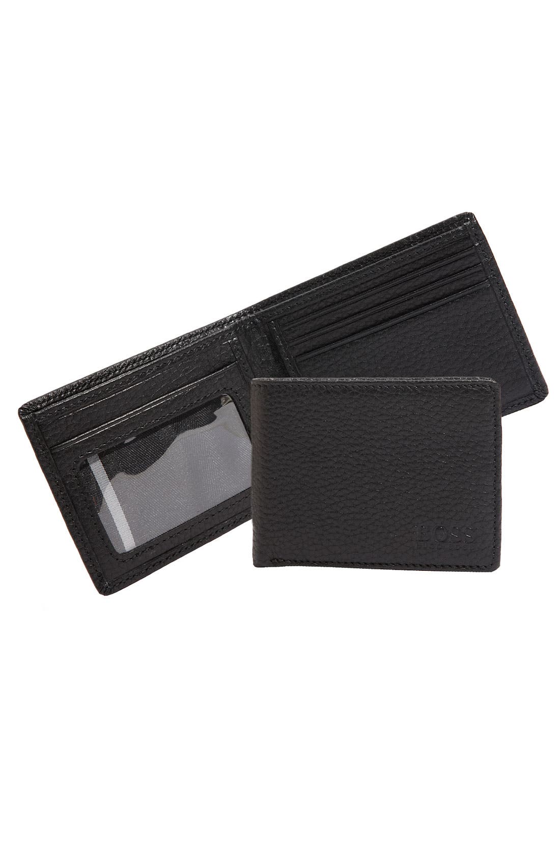Leather Bifold Wallet with ID Window 