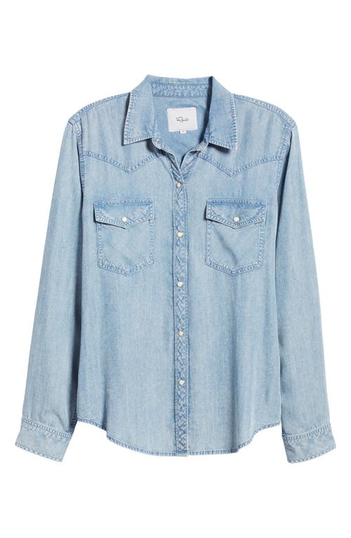 Shop Rails Remi Chambray Snap Front Western Shirt In Medium Cloud Wash