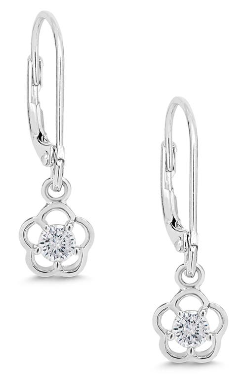 Lily Nily Kids' Flower Cubic Zirconia Drop Earrings In Silver