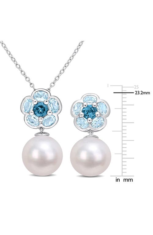 Delmar London Blue Topaz 11-12mm Cultured Pearl Drop Earrings In Blue
