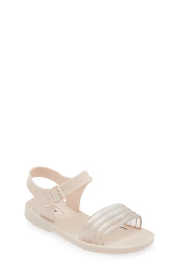 Shop Mini Melissa Kids' Mar Wave Sandal In Beige/glitter Beige