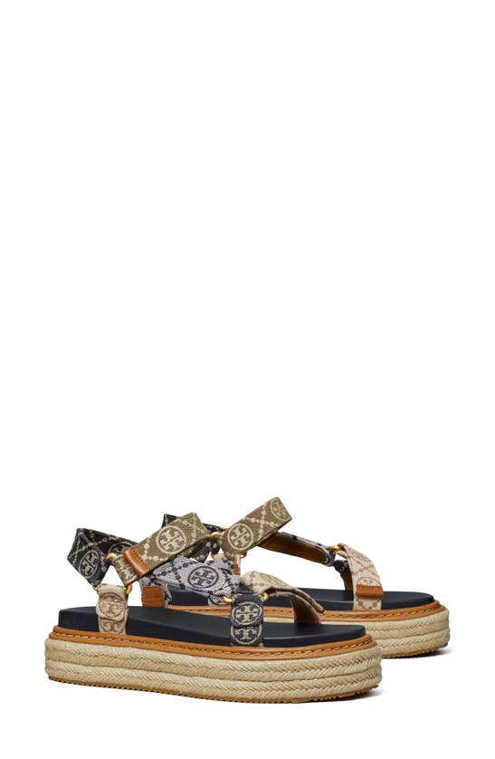 Tory Burch T-monogram Espadrille Platform Sandal In Multicolor | ModeSens