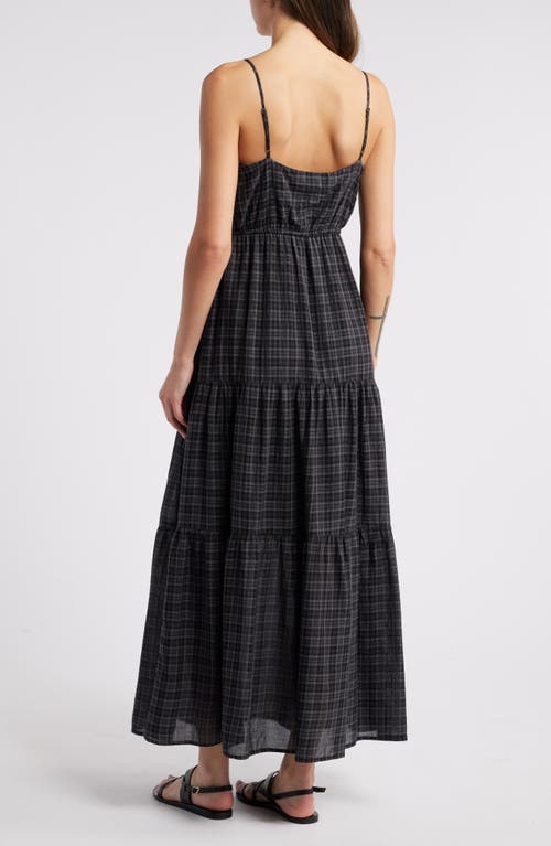 Shop Treasure & Bond Front Button Tiered Maxi Dress In Black Plaid